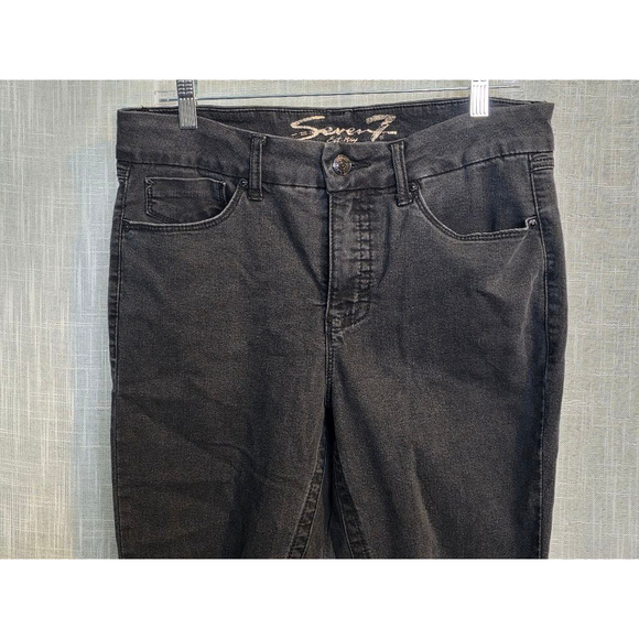 Women's Seven7 Black Distressed Jeans Size 12 - Picture 4 of 7